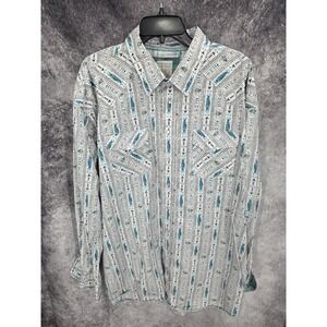 Panhandle Rough Stock Western Shirt Mens 2XL White Pearl Snap Aztec Southwest